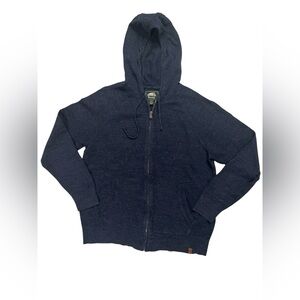 Men’s roots full zip navy blue sweater size medium